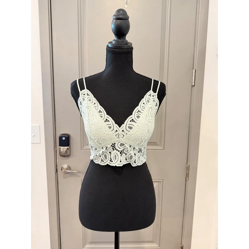 PINK Victoria's Secret Lace Bralette Large Strappy Mint Green Coquette Festival